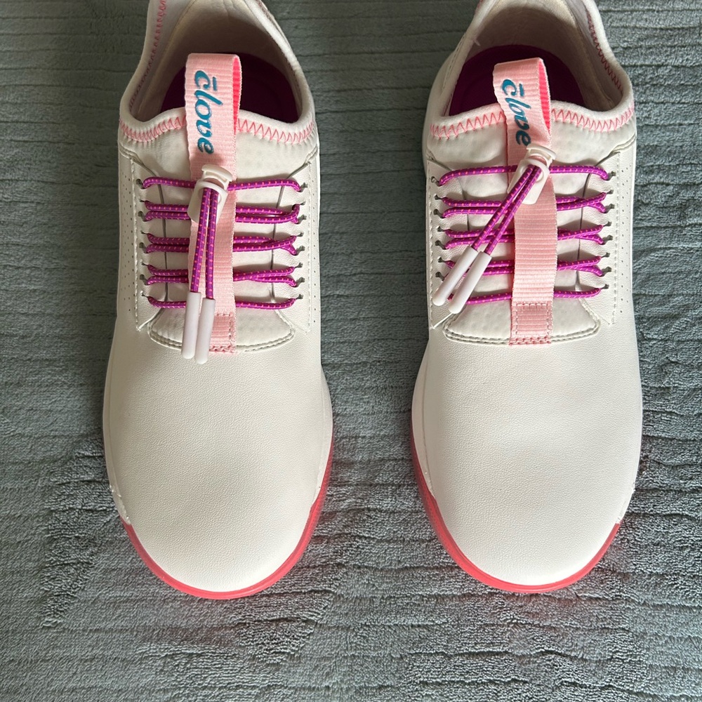 Women's White and Pink Sneakers